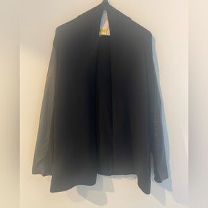 Black Vince Leather Sleeve paneled cardigan. Size XS.